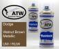 Preview: Dodge, Walnut Brown Metallic, UW / RUW: 400ml Sprühdose + 400ml Klarlack - Set, von ATW Autoteile West.